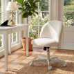 Chaise de bureau Melelle bouclette pivotante réglable crème
