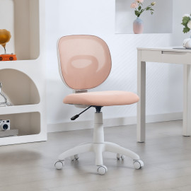 Chaise de bureau ergonomique Boel réglable en tissu résille vieux rose