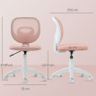 Chaise de bureau ergonomique Boel réglable en tissu résille vieux rose