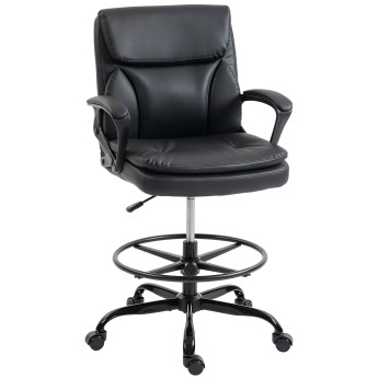 Pelroy Chaise bureau réglable repose pieds noir