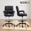 Pelroy Chaise bureau réglable repose pieds noir