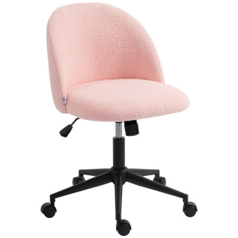 Chaise de bureau Delvaine pivotante réglable bouclette rose
