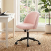 Chaise de bureau Delvaine pivotante réglable bouclette rose