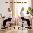 Chaise de bureau Delvaine pivotante réglable bouclette rose
