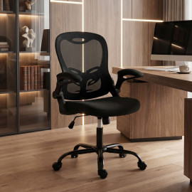 Chaise de bureau Ismont ergonomique accoudoirs relevables noire
