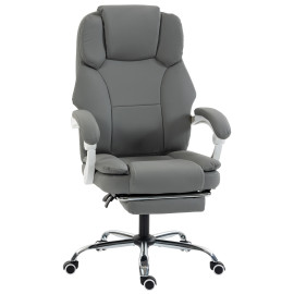 Rétesur chaise de bureau inclinable repose pieds synthétique gris