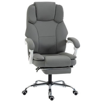 Rétesur chaise de bureau inclinable repose pieds synthétique gris