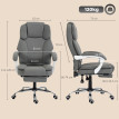 Rétesur chaise de bureau inclinable repose pieds synthétique gris