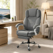 Rétesur chaise de bureau inclinable repose pieds synthétique gris