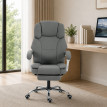 Rétesur chaise de bureau inclinable repose pieds synthétique gris