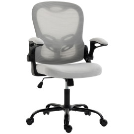 Chaise de bureau Lélac ergonomique accoudoirs relevables gris clair