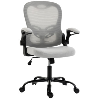 Chaise de bureau Lélac ergonomique accoudoirs relevables gris clair