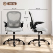 Chaise de bureau Lélac ergonomique accoudoirs relevables gris clair
