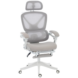 Chaise de bureau Nelsaoray ergonomique inclinable avec repose pieds gris clair