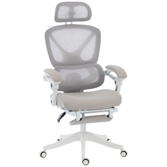 Chaise de bureau Nelsaoray ergonomique inclinable avec repose pieds gris clair