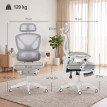 Chaise de bureau Nelsaoray ergonomique inclinable avec repose pieds gris clair