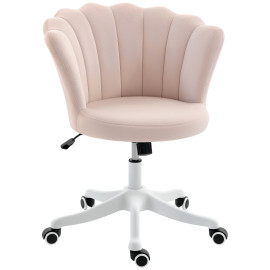 Chaise bureau Nortaenès velours coquillage design rose poudré blanc
