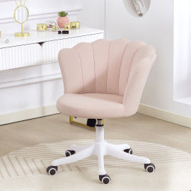 Chaise bureau Nortaenès velours coquillage design rose poudré blanc