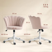 Chaise bureau Nortaenès velours coquillage design rose poudré blanc