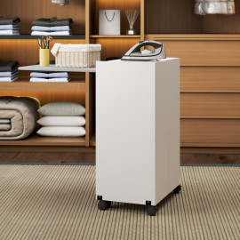 Léaiaon Table à repasser pliable mobile avec rangement blanc