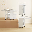 Léaiaon Table à repasser pliable mobile avec rangement blanc