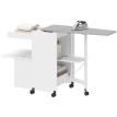 Léaiaon Table à repasser pliable mobile avec rangement blanc