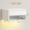 Visur lot de 2 chevets suspendus LED tiroir niche blanc
