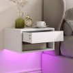 Visur lot de 2 chevets suspendus LED tiroir niche blanc