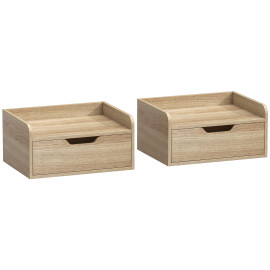 Table de chevet Gateval murale avec tiroir coulissant effet bois clair
