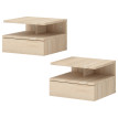 Tables de chevet murales Helione avec tiroir et niche bois clair