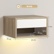 Lot de 2 chevets suspendus Cerorone LED tiroir niche blanc bois naturel