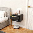 Chevets suspendus Maeron design cannelé tiroir niche noir et or