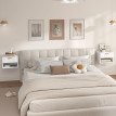 Maville Lot de 2 chevets suspendus cannelés blanc et or
