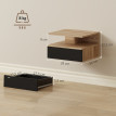 Lot de 2 tables de chevet murales Yliaès tiroir étagère ouverte effet bois noir