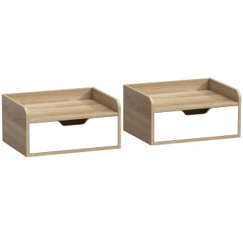 Dorec lot de 2 tables de chevet murales avec tiroir naturel