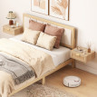 Lot de 2 tables de chevet murales Léyor rotin effet bois naturel chêne