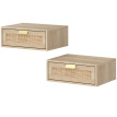 Lot de 2 tables de chevet murales Léyor rotin effet bois naturel chêne