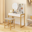 Coiffeuse Celin miroir tabouret station de charge métal blanc