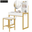 Coiffeuse Celin miroir tabouret station de charge métal blanc
