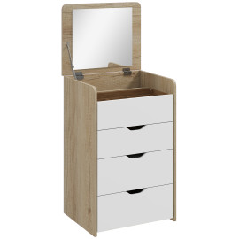 Coiffeuse Gayou 3 en 1 avec tabouret et rangement chêne blanc
