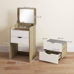 Coiffeuse Gayou 3 en 1 avec tabouret et rangement chêne blanc
