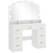 Coiffeuse Galanou miroir Hollywood LED 7 tiroirs blanc