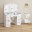 Coiffeuse Galanou miroir Hollywood LED 7 tiroirs blanc