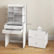 Coiffeuse Rosville avec miroir et tabouret de rangement blanc