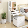 Coiffeuse Rosville avec miroir et tabouret de rangement blanc