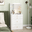 Coiffeuse Rosville avec miroir et tabouret de rangement blanc