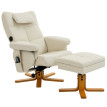 Alelou fauteuil massant repose-pieds Chesterfield blanc cassé