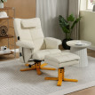 Alelou fauteuil massant repose-pieds Chesterfield blanc cassé
