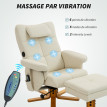 Alelou fauteuil massant repose-pieds Chesterfield blanc cassé