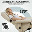 Alelou fauteuil massant repose-pieds Chesterfield blanc cassé